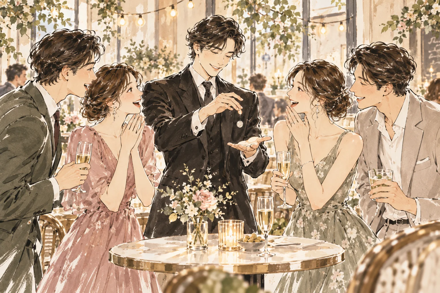 二次会・1.5次会のマジシャン手配のイメージイラスト